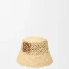 Anagram Bucket Hat in Raffia and Calfskin Anagram Bucket Hat in Raffia and Calfskin