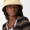 Anagram Bucket Hat in Raffia and Calfskin Anagram Bucket Hat in Raffia and Calfskin