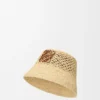 Anagram Bucket Hat in Raffia and Calfskin Anagram Bucket Hat in Raffia and Calfskin