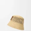 Anagram Bucket Hat in Raffia and Calfskin Anagram Bucket Hat in Raffia and Calfskin