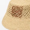Anagram Bucket Hat in Raffia and Calfskin Anagram Bucket Hat in Raffia and Calfskin