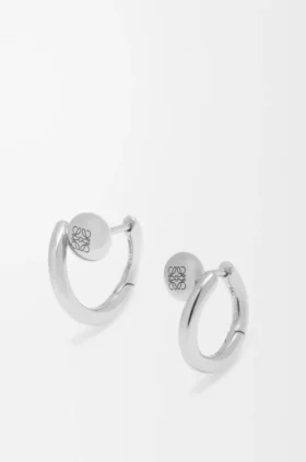 Anagram Pebble Mini Hoop Earrings in Sterling Silver