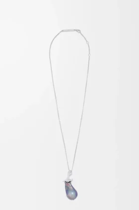 Aubergine Necklace in Sterling Silver and Pearl