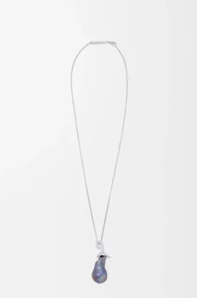 Aubergine Necklace in Sterling Silver and Pearl