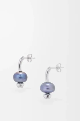 Blueberry Earrings in Sterling Silver and Pearl