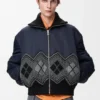 Bomber Jacket in Nylon and Wool Blend