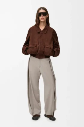 Bomber Jacket in Suede Goatskin