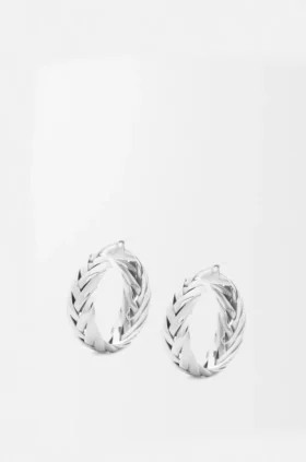 Braided Hoop Earrings in Sterling Silver