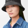 Bucket Hat in Raffia and Calfskin Bucket Hat in Raffia and Calfskin