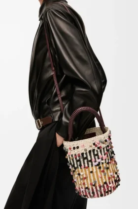 Bucket in Cord, Leather and Wool