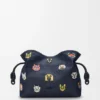 Cats Medium Flamenco Clutch in Embroidered Denim