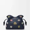 Cats Medium Flamenco Clutch in Embroidered Denim