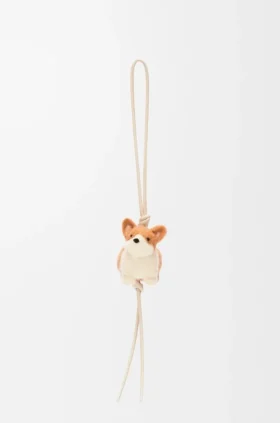 Corgi Charm in Felt and Calfskin