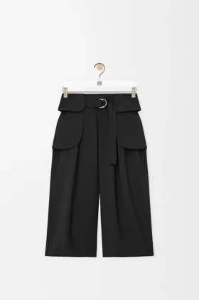 Cropped Cargo Trousers in Wool