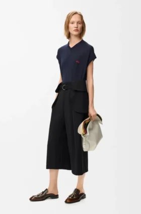 Cropped Cargo Trousers in Wool