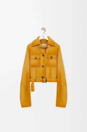 Cropped Jacket in Suede Lambskin