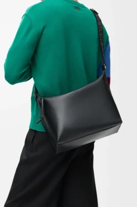 Cubi Crossbody Bag in Supple Smooth Calfskin and Jacquard