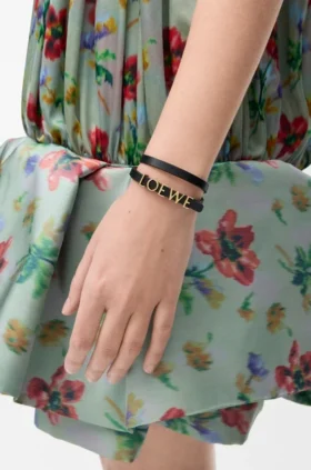 Double Wrap Loewe Bracelet in Calfskin