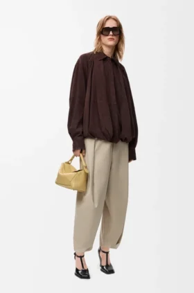Draped Shirt in Suede Goatskin Draped Shirt in Suede Goatskin