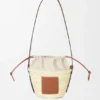 Drawstring Bucket in Palm Leaf and Calfskin Drawstring Bucket in Palm Leaf and Calfskin