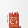 Drawstring Pocket in Classic Calfskin and Raffia Drawstring Pocket in Classic Calfskin and Raffia