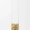 Drawstring Pocket in Classic Calfskin and Raffia Drawstring Pocket in Classic Calfskin and Raffia