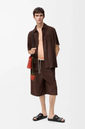 Drawstring Shorts in Suede Goatskin Drawstring Shorts in Suede Goatskin