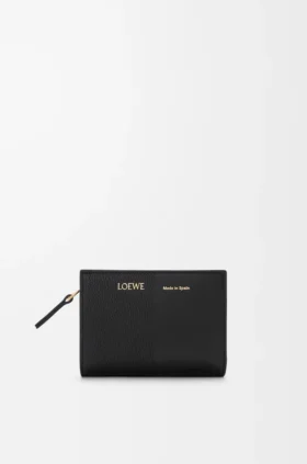 Duet Compact Wallet in Smooth and Grained Calfskin