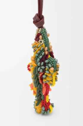Fish Charm in Felt, Beads and Calfskin