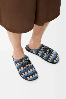 Flex Mule in Raffia and Calfskin