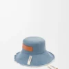 Frayed Fisherman Hat in Denim and Calfskin Frayed Fisherman Hat in Denim and Calfskin