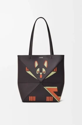 Futurist Cat Medium Puzzle Fold Tote in Nappa Calfskin