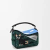 Futurist Cat Small Puzzle Bag in Embroidered Knit and Classic Calfskin