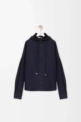 Hooded Shirt in Cotton and Linen