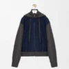 Hybrid Zip-Up Hoodie in Suede Goatskin and Wool Blend Hybrid Zip-Up Hoodie in Suede Goatskin and Wool Blend