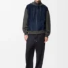 Hybrid Zip-Up Hoodie in Suede Goatskin and Wool Blend Hybrid Zip-Up Hoodie in Suede Goatskin and Wool Blend