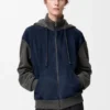 Hybrid Zip-Up Hoodie in Suede Goatskin and Wool Blend Hybrid Zip-Up Hoodie in Suede Goatskin and Wool Blend