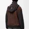 Hybrid Zip-Up Hoodie in Suede Goatskin and Wool Blend Hybrid Zip-Up Hoodie in Suede Goatskin and Wool Blend