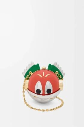 Knight Cat Clutch in Metal and Nappa Lambskin