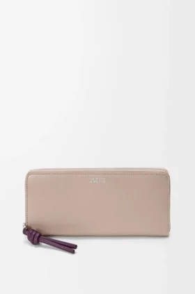 Knot Zip Around Wallet in Shiny Nappa Calfskin