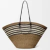Large Anagram Basket in Iraca Palm and Calfskin Large Anagram Basket in Iraca Palm and Calfskin
