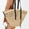 Large Braid Basket in Iraca Palm and Calfskin Large Braid Basket in Iraca Palm and Calfskin