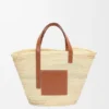 Large Classic Basket in Palm Leaf and Calfskin Large Classic Basket in Palm Leaf and Calfskin