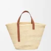 Large Classic Basket in Palm Leaf and Calfskin Large Classic Basket in Palm Leaf and Calfskin