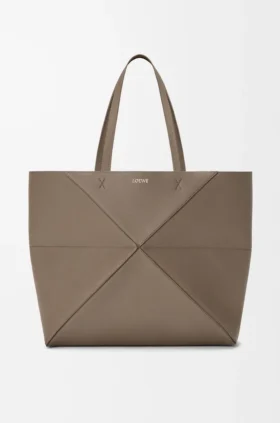 Large Horizontal Puzzle Fold Tote in Soft Grained Calfskin