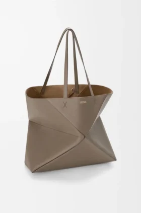 Large Horizontal Puzzle Fold Tote in Soft Grained Calfskin