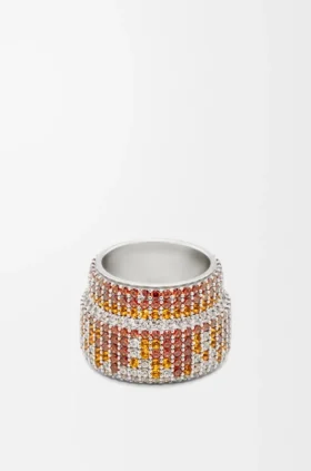 Large Pavé Ring in Sterling Silver and Crystals