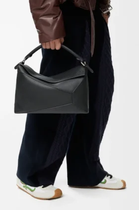 Large Puzzle Edge Bag in Grained Calfskin