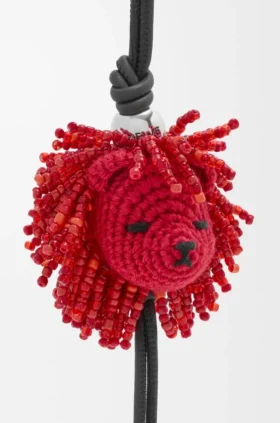 Lion Head Charm in Crochet and Calfskin Lion Head Charm in Crochet and Calfskin
