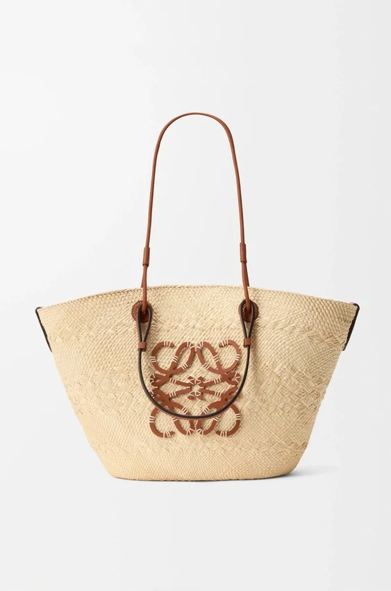 Medium Anagram Basket Bag in Iraca Palm and Calfskin Medium Anagram Basket Bag in Iraca Palm and Calfskin